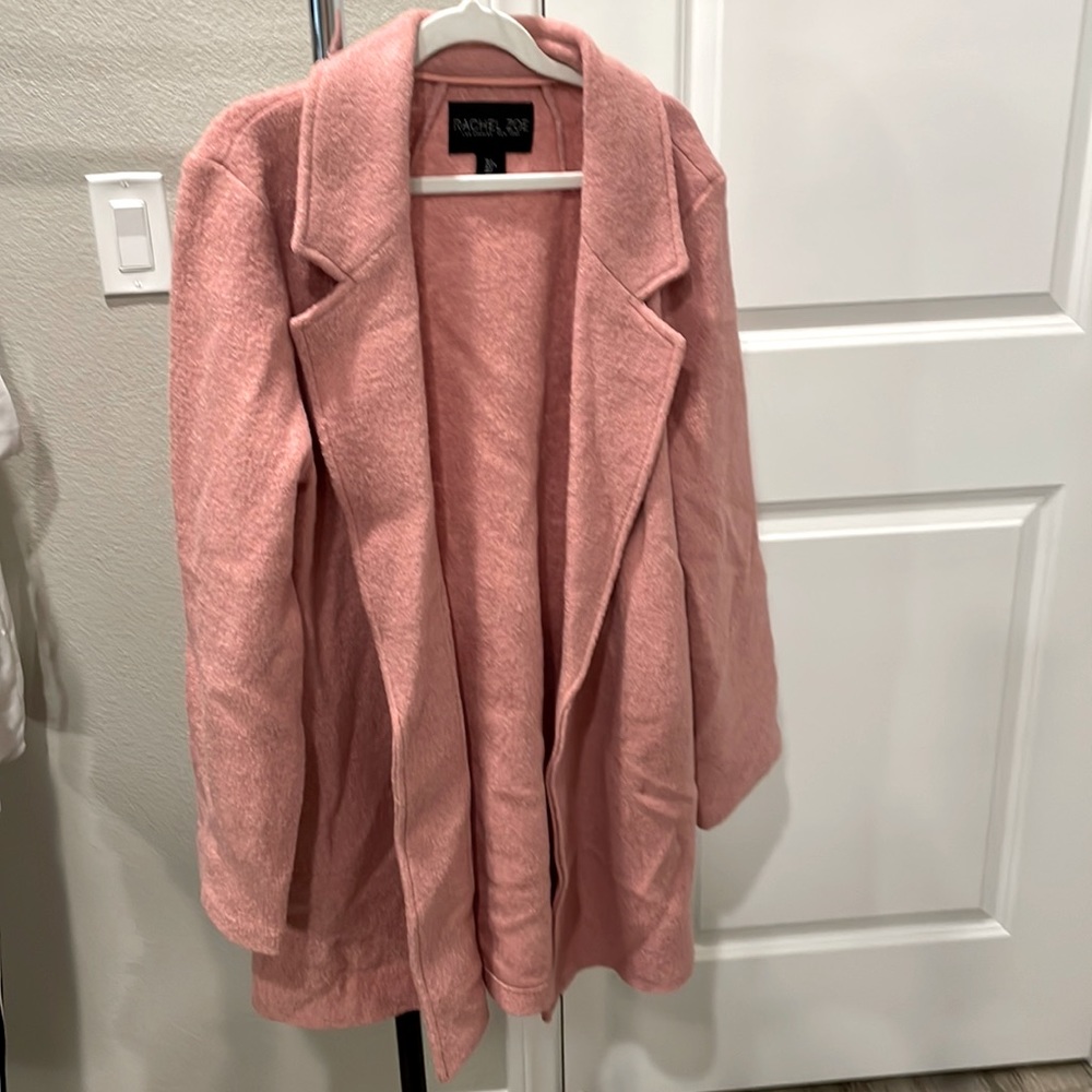 Pink long wool jacket Rachel Zoe